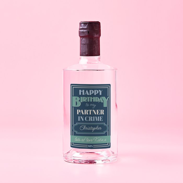Personalised Partner In Crime Birthday Gin 70cl