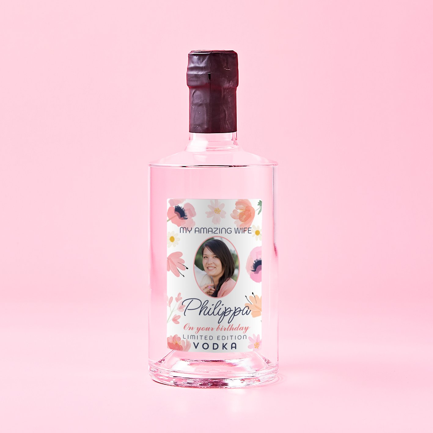 Personalised Amazing Wife Birthday Vodka 70Cl Alcohol