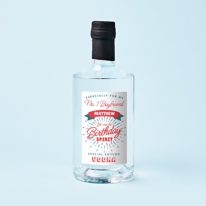 Personalised No.1 Boyfriend Birthday Vodka 70cl